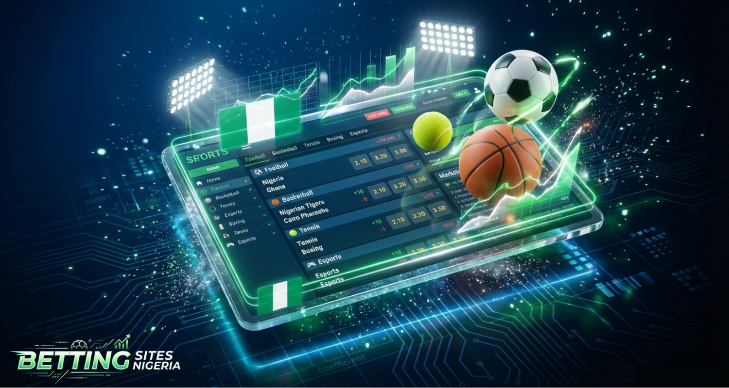 Sports betting options with multiple bet types and live wagering features.